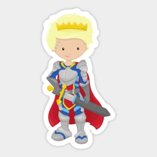 Prince, King, Knight, Sword, Crown, Blond Hair Sticker